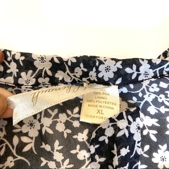 { Chenault } Silk, Tie Front Blouse Sz XL - Picture 3 of 5